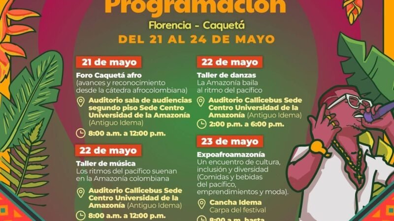 FLORENCIA CELEBRA EL DÍA DE LA AFROCOLOMBIANIDAD CON ACTIVIDADES DEL FESTIVAL FOLCLÓRICO AFROCAQUETEÑO