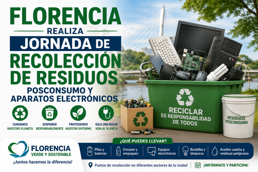 FLORENCIA REALIZA JORNADA DE RECOLECCIÓN DE RESIDUOSPOSCONSUMO Y APARATOS ELECTRÓNICOS